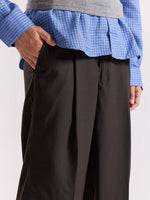 Load image into Gallery viewer, Dark Brown Pinstriped Baggy Fit Trousers