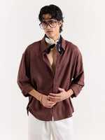 Load image into Gallery viewer, Dark Brown Linen Cropped Shirt