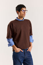 Load image into Gallery viewer, Dark Brown Loose Fit Cropped T-Shirt