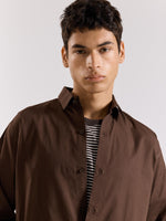 Load image into Gallery viewer, Dark Brown Poplin Shirt