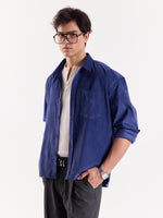 Load image into Gallery viewer, Dark Dusty Blue Corduroy Oversized Shirt