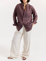 Load image into Gallery viewer, Brown Striped Irish Linen Shirt