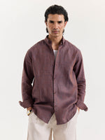 Load image into Gallery viewer, Brown Striped Irish Linen Shirt