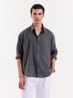 Load image into Gallery viewer, Dark Grey Linen Cropped Shirt