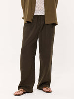 Load image into Gallery viewer, Dark Olive Gauze Pull-on Pants