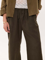 Load image into Gallery viewer, Dark Olive Gauze Pull-on Pants