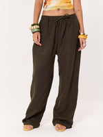 Load image into Gallery viewer, Dark Olive Gauze Pull-on Pants