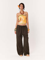 Load image into Gallery viewer, Dark Olive Gauze Pull-on Pants