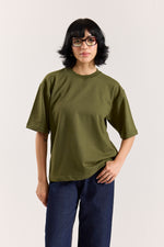 Load image into Gallery viewer, Olive Green Loose Fit Cropped T-Shirt