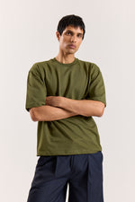 Load image into Gallery viewer, Olive Green Loose Fit Cropped T-Shirt