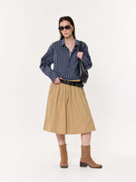 Load image into Gallery viewer, Deep Blue Checkered Oversized Cropped Shirt