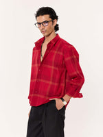 Load image into Gallery viewer, Deep Red Windowpane Cropped Shirt