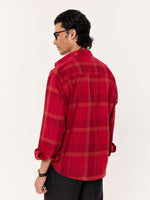 Load image into Gallery viewer, Deep Red Windowpane Cropped Shirt