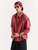 Load image into Gallery viewer, Dusty Red Linen Cropped Shirt