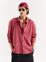 Load image into Gallery viewer, Dusty Red Linen Cropped Shirt