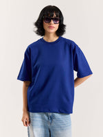 Load image into Gallery viewer, Electric Blue Loose Fit Cropped T-Shirt