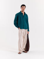 Load image into Gallery viewer, Emerald Green Linen Cropped Shirt