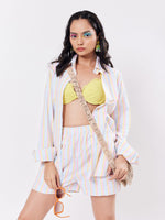 Load image into Gallery viewer, Multicolor Linen Striped Co-ord Set
