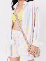 Load image into Gallery viewer, Multicolor Linen Striped Co-ord Set