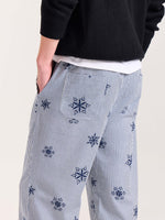 Load image into Gallery viewer, Dark Blue Striped Snowflake Pull-on Pants