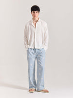 Load image into Gallery viewer, Light Blue Striped Snowflake Pull-on Pants