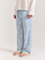 Load image into Gallery viewer, Light Blue Striped Snowflake Pull-on Pants
