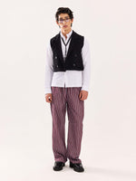 Load image into Gallery viewer, Burgundy Striped Poplin Pull-on Pants
