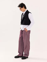 Load image into Gallery viewer, Burgundy Striped Poplin Pull-on Pants