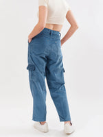 Load image into Gallery viewer, Teal Blue Corduroy Cargo Trousers