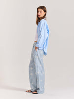 Load image into Gallery viewer, Light Blue Striped Snowflake Pull-on Pants