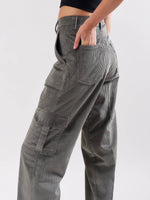 Load image into Gallery viewer, Ash Grey Corduroy Cargo Trousers