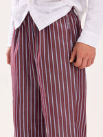Load image into Gallery viewer, Burgundy Striped Poplin Pull-on Pants