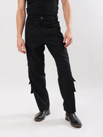 Load image into Gallery viewer, Black Cargo Trousers