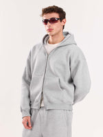 Load image into Gallery viewer, Marl Grey Cropped Zip-Up Hoodie