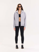 Load image into Gallery viewer, Marl Grey Cropped Zip-Up Hoodie