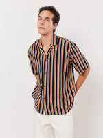Load image into Gallery viewer, Blue and Orange Striped Shirt