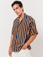 Load image into Gallery viewer, Blue and Orange Striped Shirt