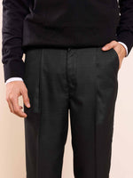 Load image into Gallery viewer, Black Straight Fit Checked Trousers