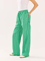 Load image into Gallery viewer, Green Striped Poplin Pull-on Pants