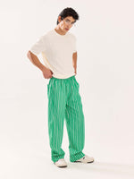 Load image into Gallery viewer, Green Striped Poplin Pull-on Pants