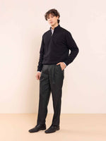 Load image into Gallery viewer, Black Straight Fit Checked Trousers