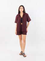 Load image into Gallery viewer, Wine Unisex Textured Co-ord Set