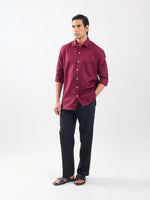 Load image into Gallery viewer, Wine Linen Shirt