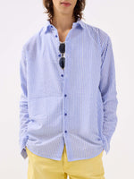 Load image into Gallery viewer, Blue Striped Seersucker Shirt
