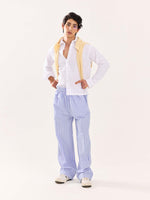 Load image into Gallery viewer, Powder Blue Striped Poplin Pull-on Pants
