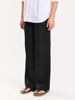 Load image into Gallery viewer, Black Linen Baggy Fit Trousers