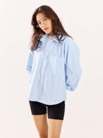 Load image into Gallery viewer, Sky Blue Oversized Cropped Shirt
