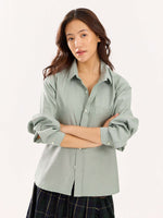 Load image into Gallery viewer, Green Oversized Cropped Shirt