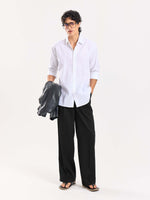 Load image into Gallery viewer, Black Linen Baggy Fit Trousers