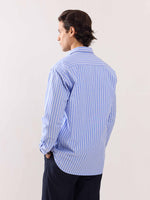 Load image into Gallery viewer, Blue Poplin Striped Shirt
